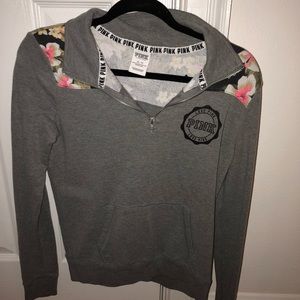 PINK Jacket/Sweater. Gray with flowers
